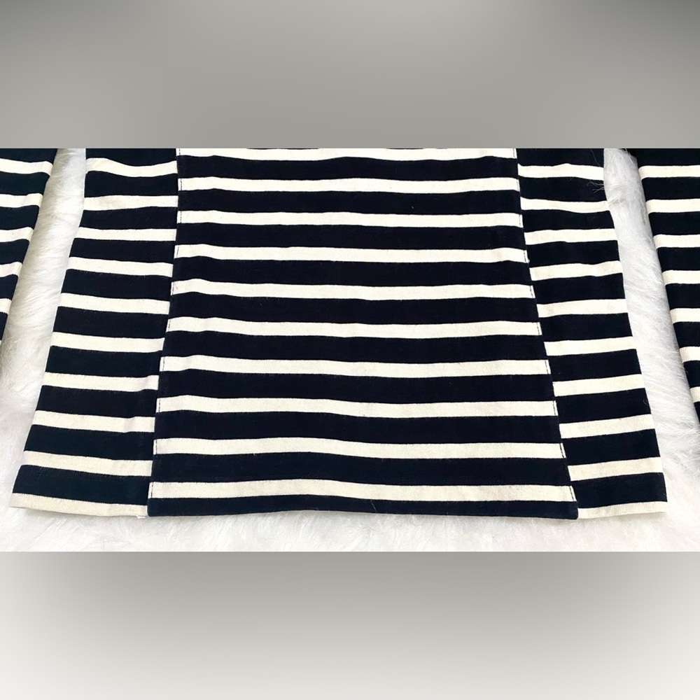 JCrew Womens XS Black White Stripe Top Boho Fall Nautical Preppy Coastal Grandma - Picture 6 of 13